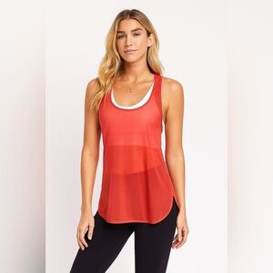 Lululemon 105 Singlet Mesh Tank Top Racerback Poppy Coral Red Size 8 Yoga Sporty